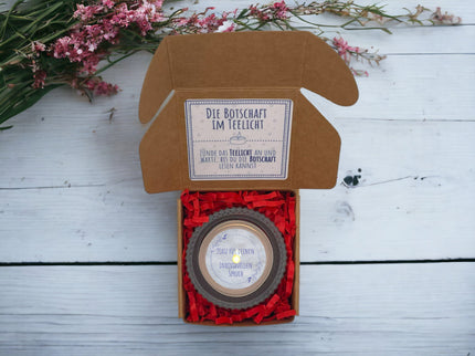 Teelicht mit Botschaft - Personalisierbar - Valentinstag Geschenkidee Mama, Papa, Partner, Partnerin, Freunde - Geburtstag, Jahrestag