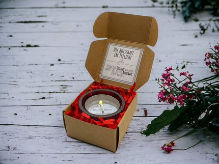 Teelicht mit Botschaft - Personalisierbar - Valentinstag Geschenkidee Mama, Papa, Partner, Partnerin, Freunde - Geburtstag, Jahrestag