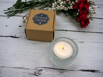 Teelicht mit Botschaft - Personalisierbar - Valentinstag Geschenkidee Mama, Papa, Partner, Partnerin, Freunde - Geburtstag, Jahrestag