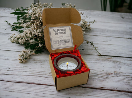 Teelicht mit Botschaft - Personalisierbar - Valentinstag Geschenkidee Mama, Papa, Partner, Partnerin, Freunde - Geburtstag, Jahrestag