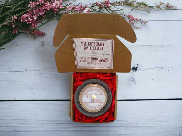 Teelicht mit Botschaft "Beste Freundin"