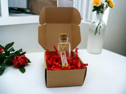 Mini Flaschenpost "Schlüssel zu meinem Herzen" - Geschenk für Valentinstag, Geburtstag oder Jahrestag für Sie & Ihn - Freund und Freundin