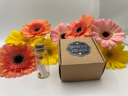 Mini Flaschenpost "Herz" - Geschenk für Valentinstag, Geburtstag oder Jahrestag für Sie und Ihn - Freund & Freundin - Personalisierbar