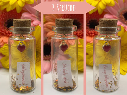 Mini Flaschenpost "Herz" - Geschenk für Valentinstag, Geburtstag oder Jahrestag für Sie und Ihn - Freund & Freundin - Personalisierbar