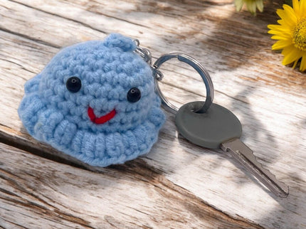 Gehäkelte Oktopus Schlüsselanhänger - Geschenk für Schulanfang, Geburtstag, Valentinstag oder Hochzeit für Sie und Ihn - Freund und Freundin