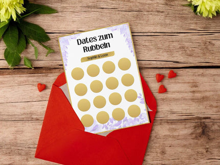 Dates zum Rubbeln - Personalisierte Rubbelkarte – 16 Date Ideen für Paare – Geschenk für Valentinstag, Jahrestag, Geburtstag und Weihnachten