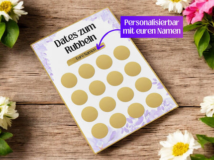 Dates zum Rubbeln - Personalisierte Rubbelkarte – 16 Date Ideen für Paare – Geschenk für Valentinstag, Jahrestag, Geburtstag und Weihnachten