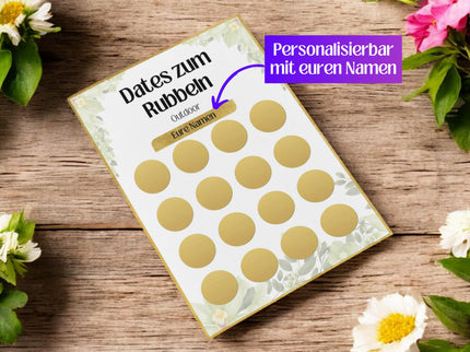 Dates zum Rubbeln - Outdoor - Personalisierte Rubbelkarte – 16 Date Ideen für Paare – Geschenk für Valentinstag, Geburtstag und Jahrestag