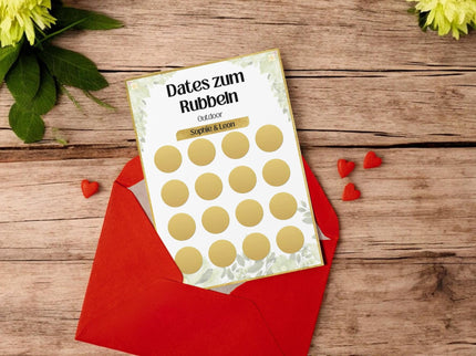 Dates zum Rubbeln - Outdoor - Personalisierte Rubbelkarte – 16 Date Ideen für Paare – Geschenk für Valentinstag, Geburtstag und Jahrestag