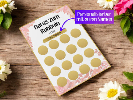 Dates zum Rubbeln - Indoor - Personalisierte Rubbelkarte – 16 Date Ideen für Paare – Geschenk für Valentinstag, Geburtstag und Weihnachten