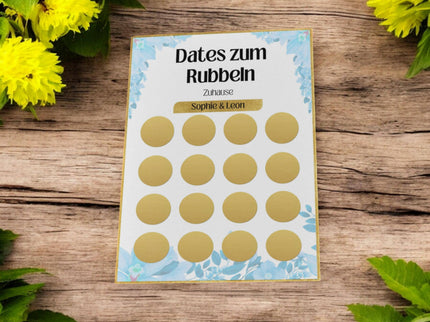Dates zum Rubbeln - Zuhause - Personalisierte Rubbelkarte – 16 Date Ideen für Paare – Geschenk für Valentinstag, Geburtstag und Jahrestag