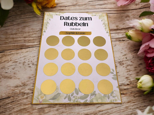 Dates zum Rubbeln - Outdoor - Personalisierte Rubbelkarte – 16 Date Ideen für Paare – Geschenk für Valentinstag, Geburtstag und Jahrestag
