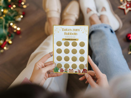 Dates zum Rubbeln - Weihnachtszeit - Personalisierte Rubbelkarte – 16 Date Ideen für Paare – Geschenk für Weihnachten, Advent und Jahrestag