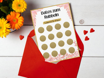 Dates zum Rubbeln - DIY - Personalisierte Rubbelkarte – 16 Date Ideen für Paare – Geschenk für Valentinstag, Geburtstag und Jahrestag