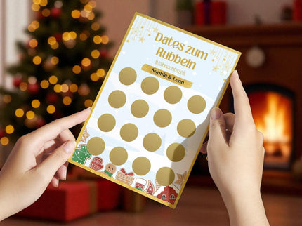 Dates zum Rubbeln - Weihnachtszeit - Personalisierte Rubbelkarte – 16 Date Ideen für Paare – Geschenk für Weihnachten, Advent und Jahrestag