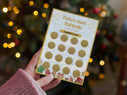 Dates zum Rubbeln - Weihnachtszeit - Personalisierte Rubbelkarte – 16 Date Ideen für Paare – Geschenk für Weihnachten, Advent und Jahrestag