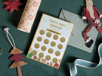 Dates zum Rubbeln - Weihnachtszeit - Personalisierte Rubbelkarte – 16 Date Ideen für Paare – Geschenk für Weihnachten, Advent und Jahrestag