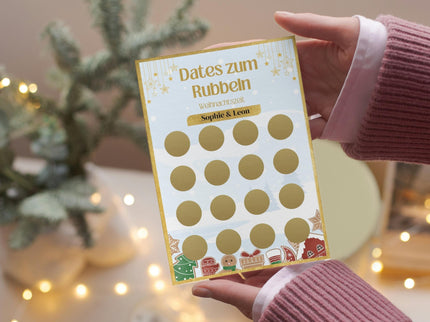 Dates zum Rubbeln - Weihnachtszeit - Personalisierte Rubbelkarte – 16 Date Ideen für Paare – Geschenk für Weihnachten, Advent und Jahrestag