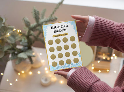 Dates zum Rubbeln - DIY - Personalisierte Rubbelkarte – 16 Date Ideen für Paare – Geschenk für Valentinstag, Geburtstag und Jahrestag