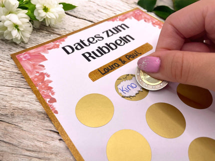 Dates zum Rubbeln - DIY - Personalisierte Rubbelkarte – 16 Date Ideen für Paare – Geschenk für Valentinstag, Geburtstag und Jahrestag