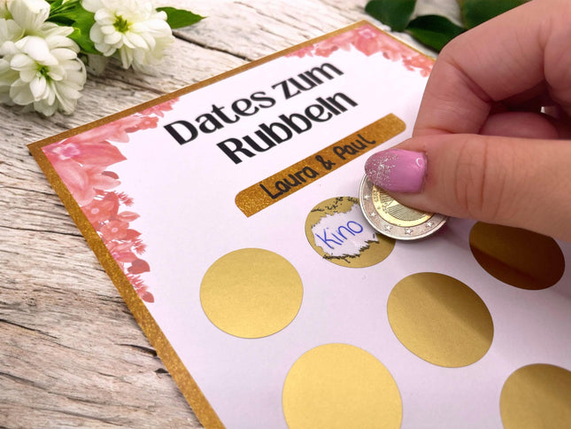 Dates zum Rubbeln - DIY - Personalisierte Rubbelkarte – 16 Date Ideen für Paare – Geschenk für Valentinstag, Geburtstag und Jahrestag