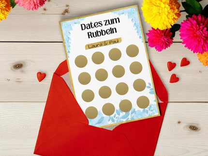 Dates zum Rubbeln - DIY - Personalisierte Rubbelkarte – 16 Date Ideen für Paare – Geschenk für Valentinstag, Geburtstag und Jahrestag
