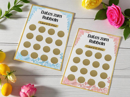 Dates zum Rubbeln - DIY - Personalisierte Rubbelkarte – 16 Date Ideen für Paare – Geschenk für Valentinstag, Geburtstag und Jahrestag