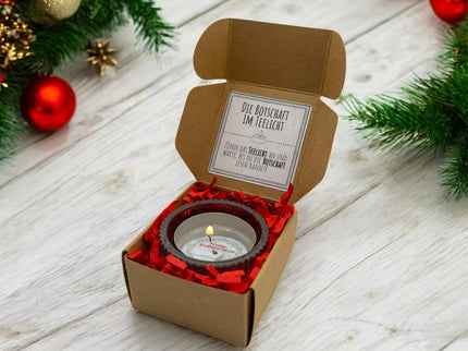 Teelicht mit Botschaft "Frohe Weihnachten"