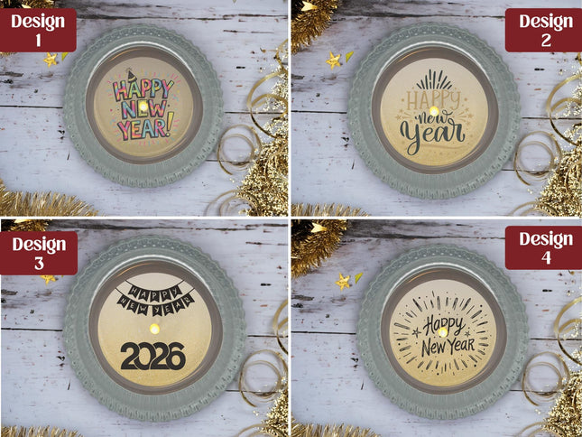 Teelicht mit Botschaft "Happy New Year"